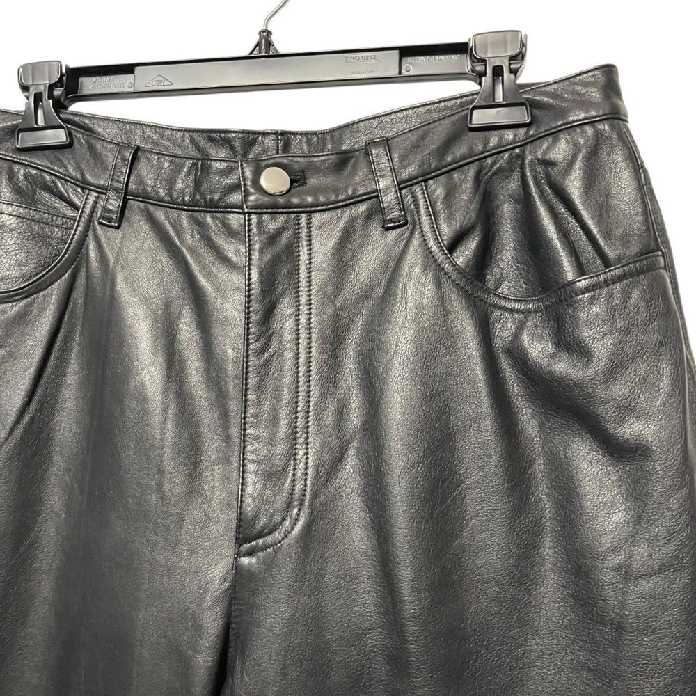 JONES NEW YORK Black Leather Pants 12 - Picture 3 of 6